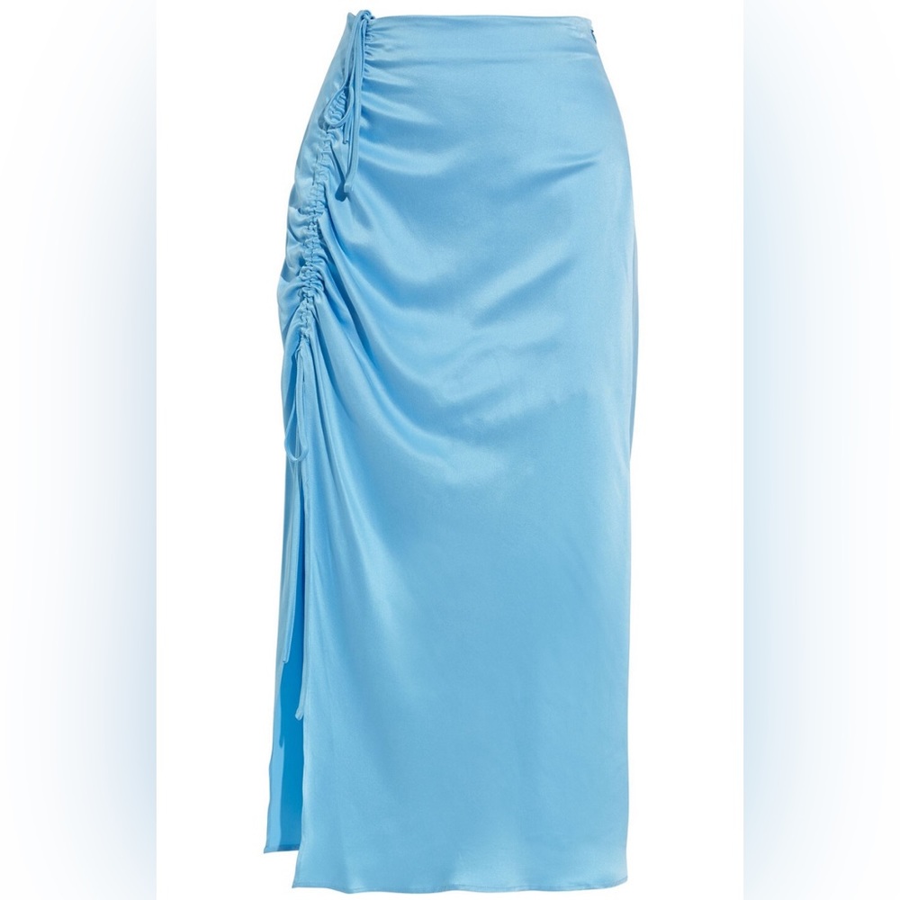 Nicholas Lia Ruched Washed-Silk midi skirt